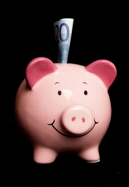 Poupança de vinte euros em porquinho — Fotografia de Stock