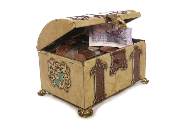 Treasure chest with money — Stock Photo, Image