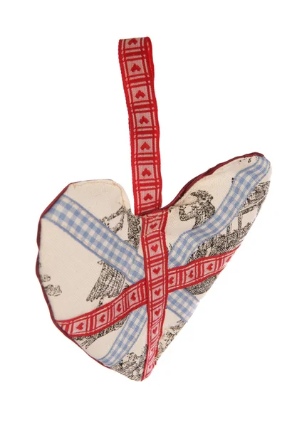 Unie jack stof hart decoratie — Stockfoto