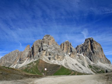 Sasso lungo mountain landscape of the Dolomites of Val di Fassa clipart