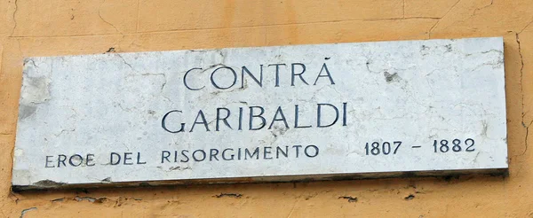 Escrito com o nome do herói italiano Giuseppe Garibaldi — Fotografia de Stock