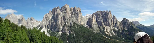 Veduta sulle montagne delle Dolomiti della Val di Fassa in Italia — Foto Stock