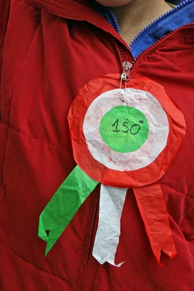 Cockade dengan bendera Italia untuk merayakan persatuan Italia — Stok Foto