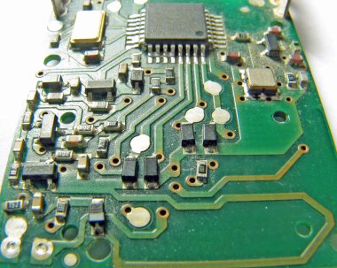 Motherboard technology with integrated circuit chips and electronic control clipart