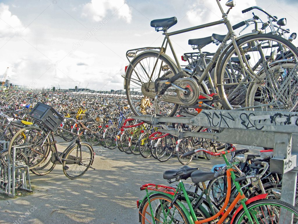 Bicycle parking lot in a Dutch port