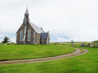 Church with Bell-Tower on the Hill in Ireland clipart