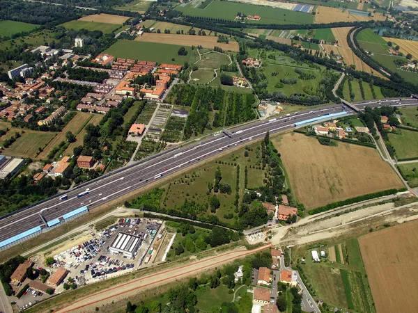 stock image Aerial view of the city and of Freeway