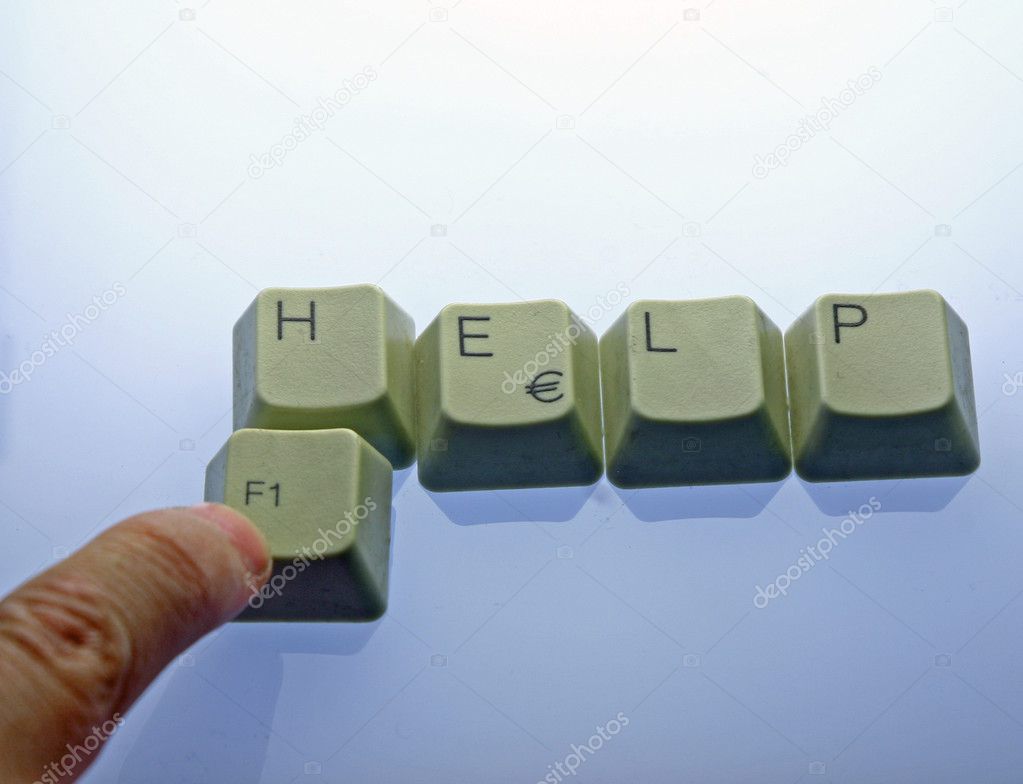 Child's finger on the keyboard press F1 for help