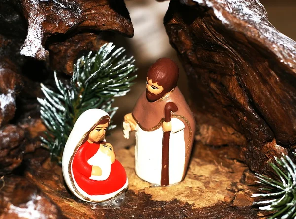 Maria en Jozef en de geboorte van Jezus met Kerstmis 10 — Stockfoto