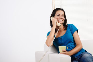 Woman talking on the phone clipart