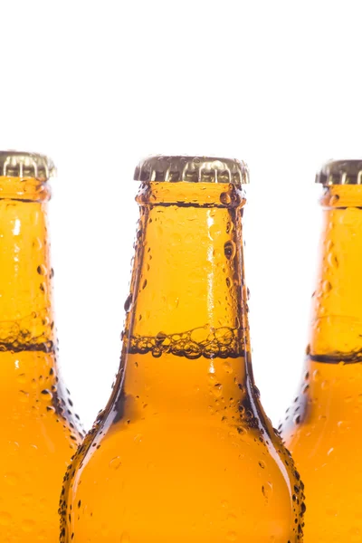 Macro de três cervejas frescas — Fotografia de Stock