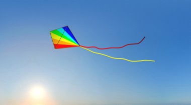 Kite with sunset clipart