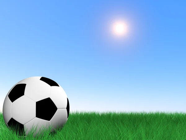 Fotbalový míč na trávě — Stock fotografie