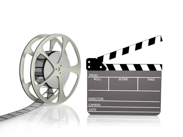 Film Reel with Clapper — Stock Photo, Image
