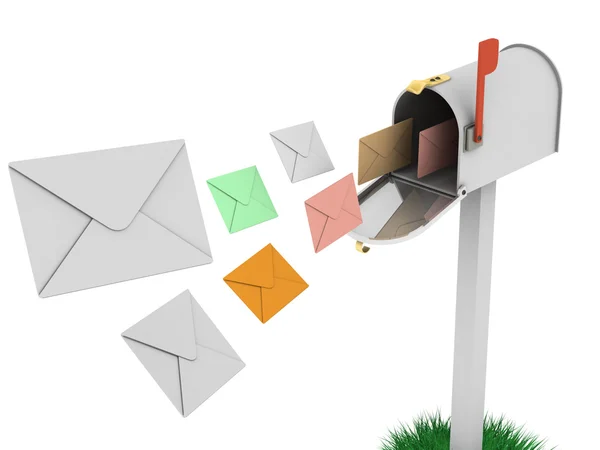 Kotak surat dengan huruf terbang — Stok Foto