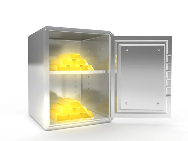 Safe met gouden blokken — Stockfoto