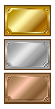 Golden, silver and bronze plaques clipart