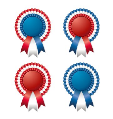 Red white blue rosette with ribbon clipart