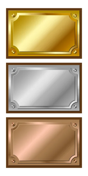 Golden, silver and bronze plaques — Stock Vector
