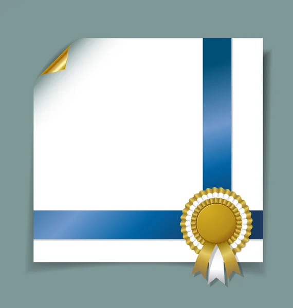 Plantilla de documento con cinta y roseta — Vector de stock
