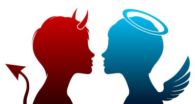 Angel and devil silhouette vector