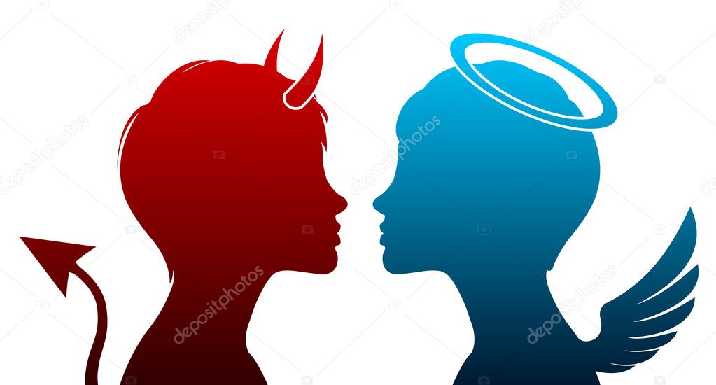 Angel and devil silhouette