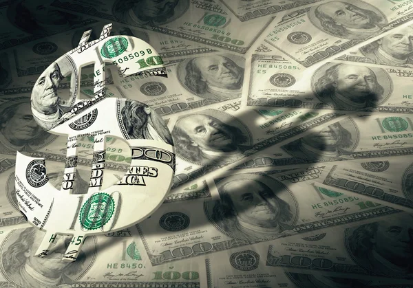 Amerikansk dollarsymbol på pengenes bakgrunn – stockfoto