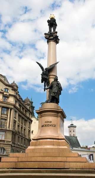 stock image Mickiewicz monument in Lviv