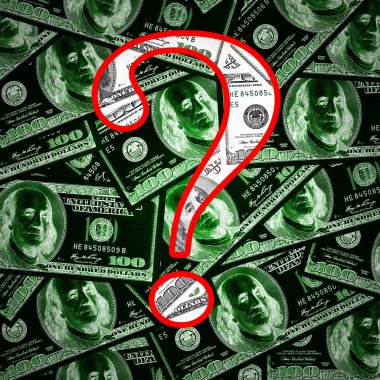 Question symbol on money background clipart