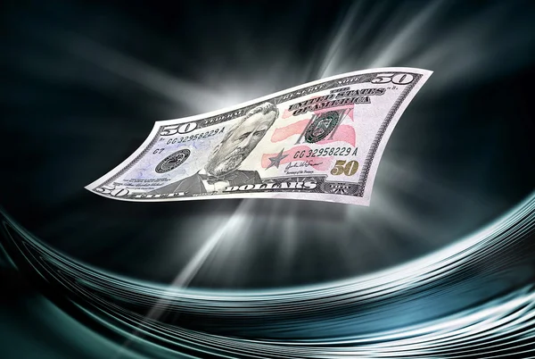 Банкнота в 50 долларов на абстрактном фоне — стоковое фото