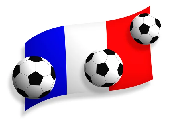 Μπάλες ποδοσφαίρου & σημαία της Γαλλίας — Φωτογραφία Αρχείου