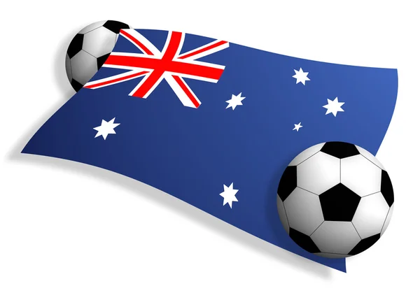足球与澳大利亚国旗 — 图库照片