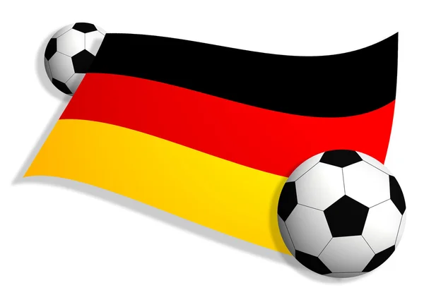 Футбольные мячи и флаг Германии — стоковое фото