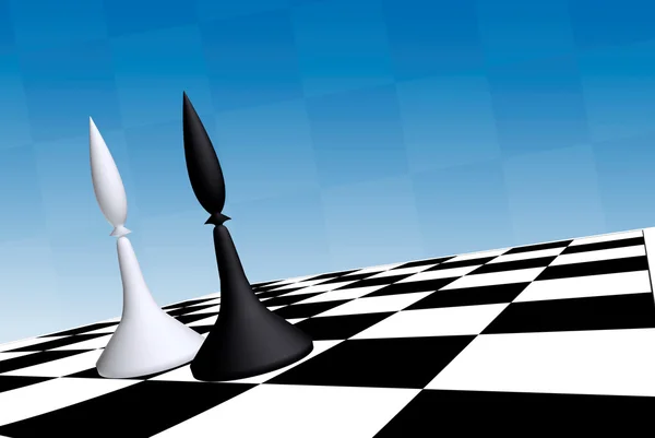 チェス盤に黒・白の役員 — ストック写真