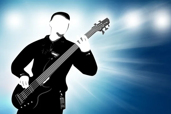 Silhouette chitarrista su sfondo astratto — Foto Stock