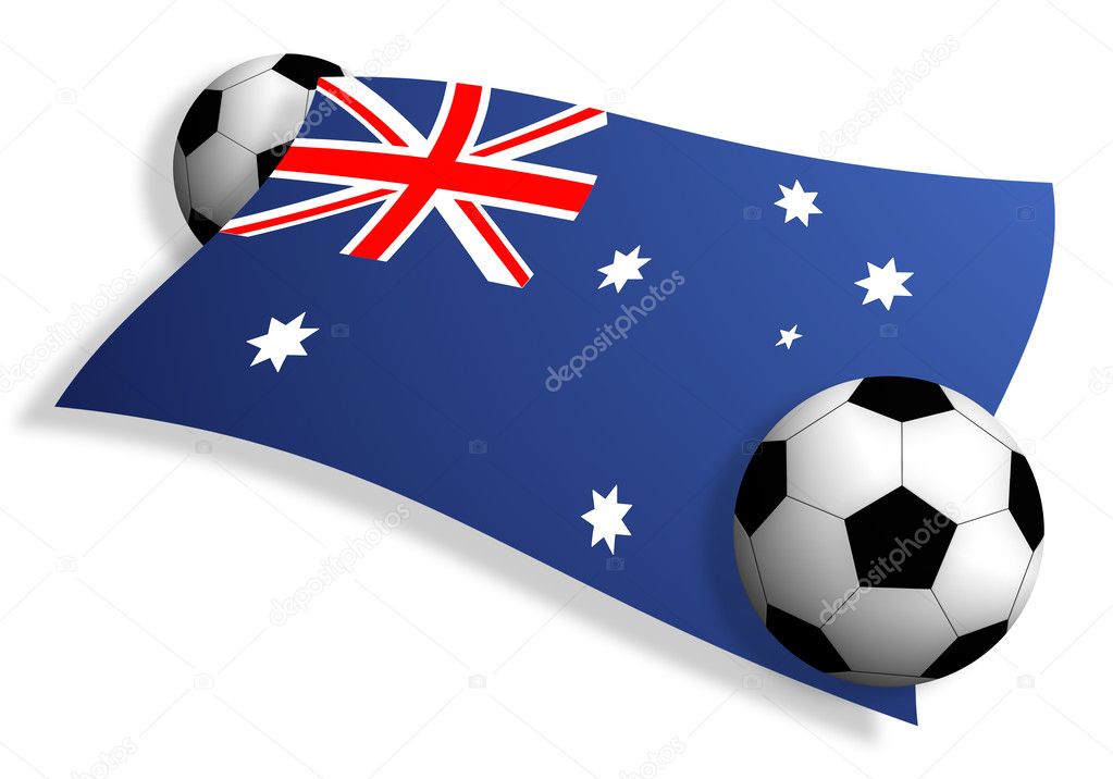 Soccer balls & flag of Australia