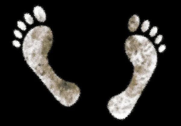 Feet prints on black — Stock Photo, Image