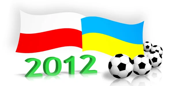 ポーランドのウクライナのフラグ ボール 2012年数 — ストック写真