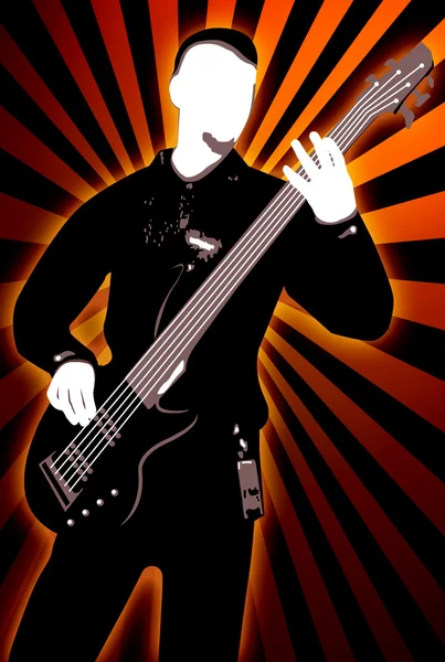 Gitarristen siluett på abstrakt bakgrund — Stockfoto