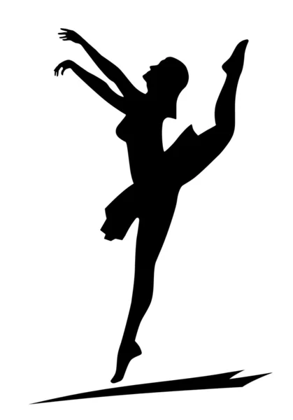 Dancing girl silhouette isolated on white — Stock Photo, Image