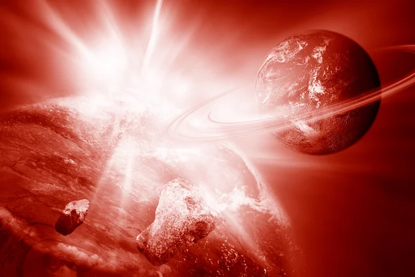 Kızıl gezegen ve ışık — Stok fotoğraf