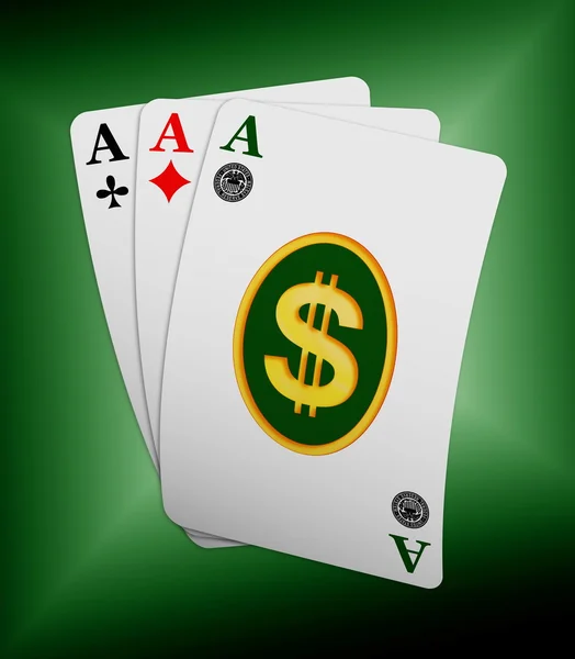 Three ace cards with dollar symbol — Stockfoto