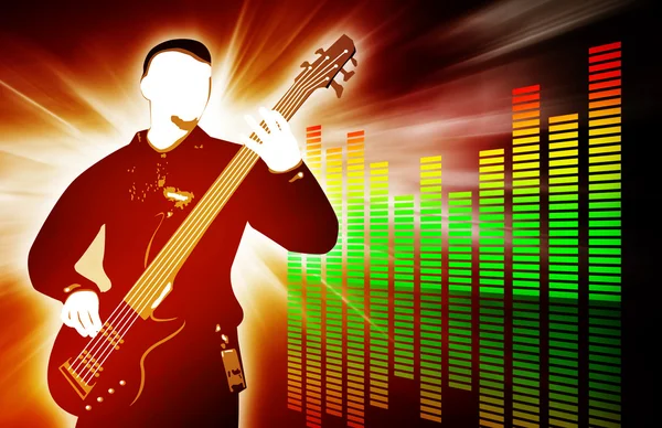 Guitarist silhouette on abstract background — Stock Photo, Image