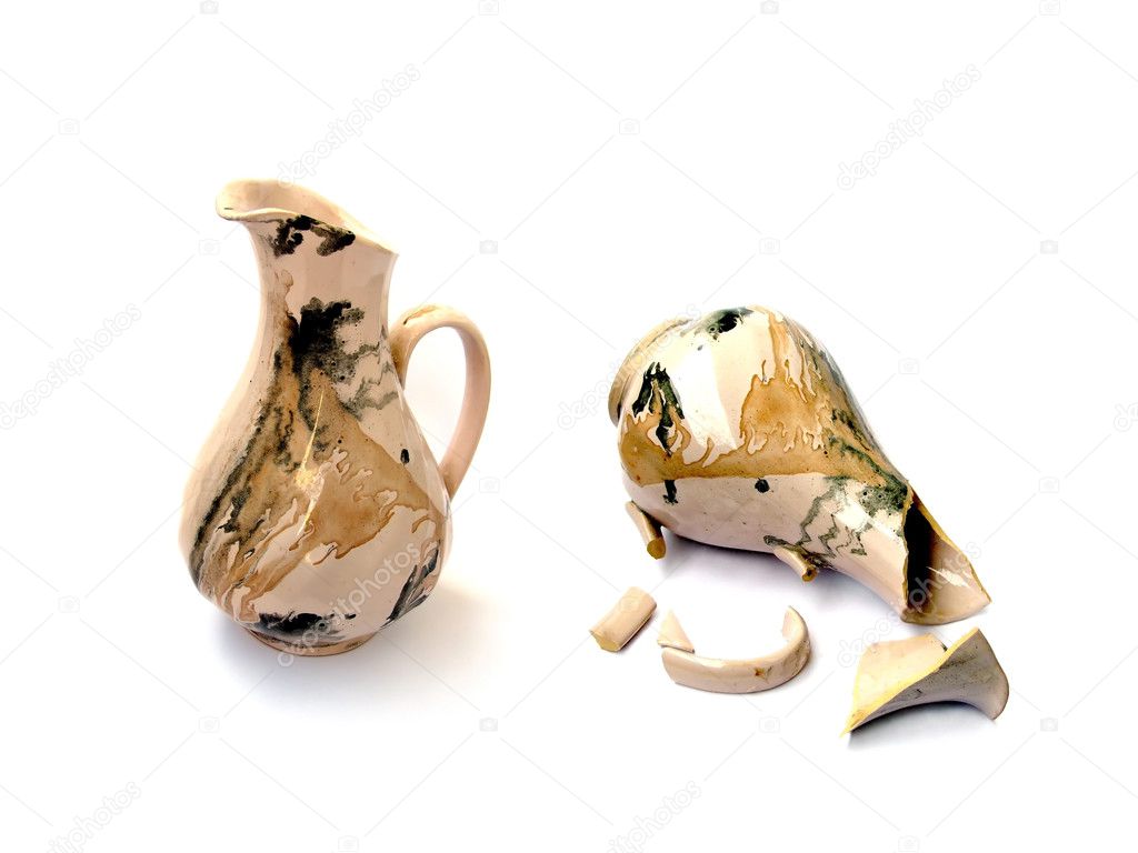 Whole and broken pottery