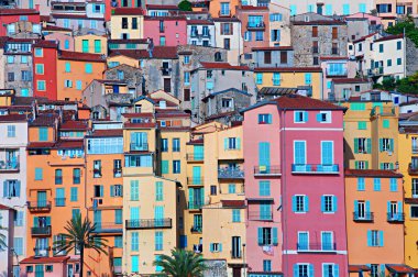 Colorful houses in Provence village Menton clipart