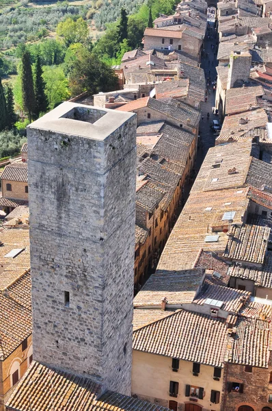 Тосканская деревня Сан-Джиминьяно вид с башни — стоковое фото