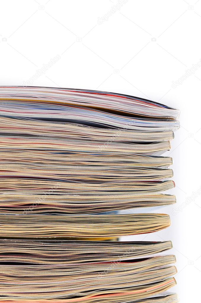 Stack of magazins on a white background