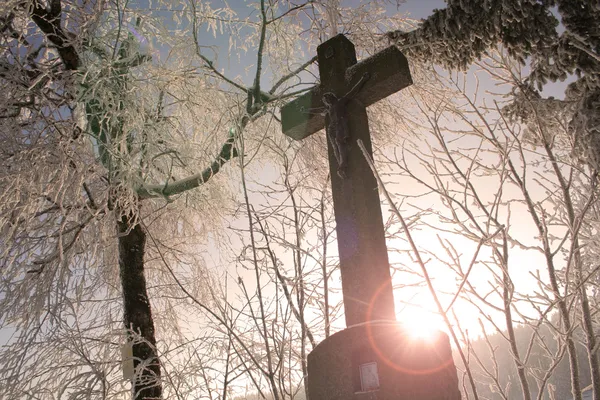 Zima krzyż — Zdjęcie stockowe
