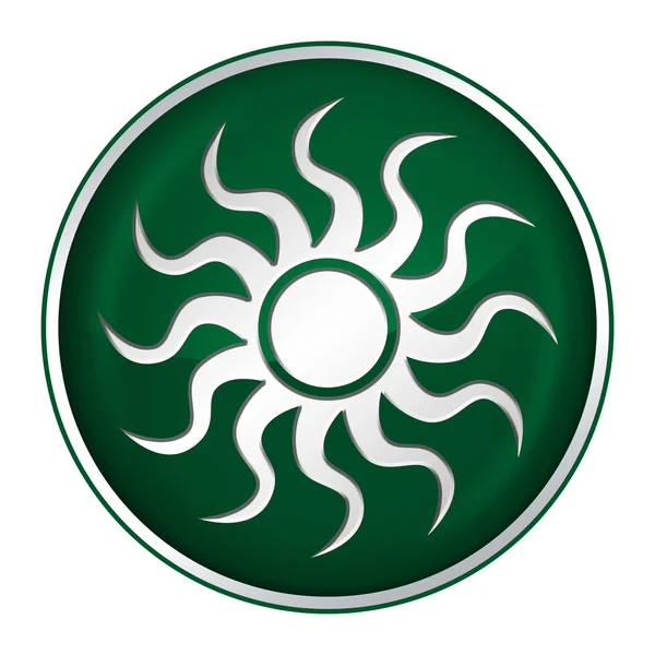 Przycisk słońce zielony — Zdjęcie stockowe