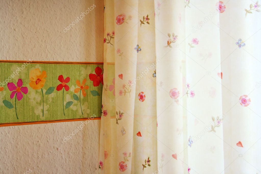 Wallpaper with curtain